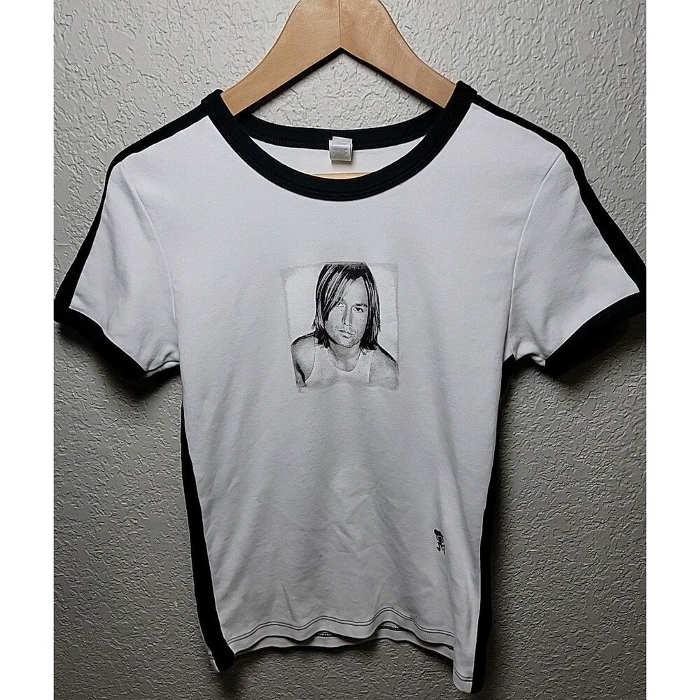 Toby Keith T-Shirt Women’s XL White Black Ringer Tee Photo Graphic Country Music
